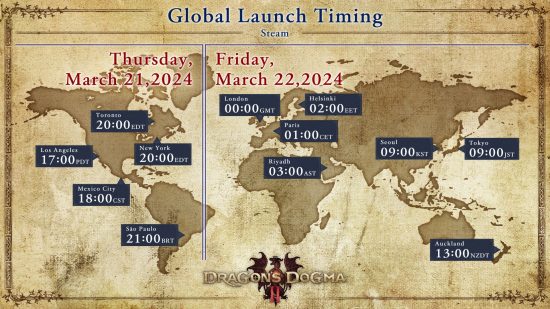 Dragon's Dogma 2 release times: a release map for Dragon's Dogma 2