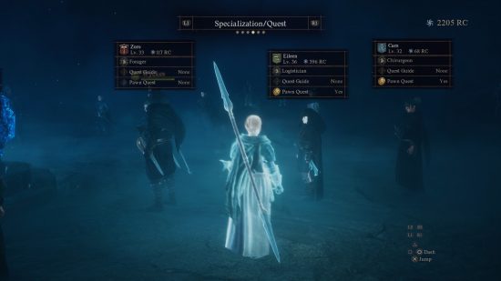 several pawns in the rift with their specializations listed in dragons dogma 2