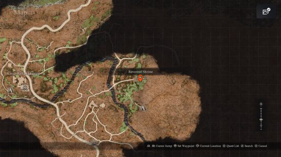 a map marker showing the location of dragons dogma 2 trickster maister