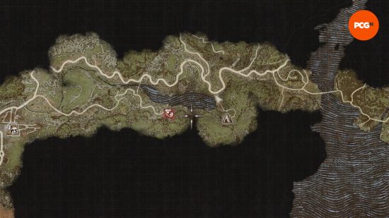 A map showing the current locations of all the Dragon's Dogma 2 Wakestone Shards in the local area.