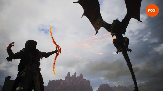warfarer shooting at a dragon in dragons dogma 2