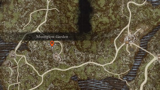 dragons dogma 2 map showing the moonglow garden location