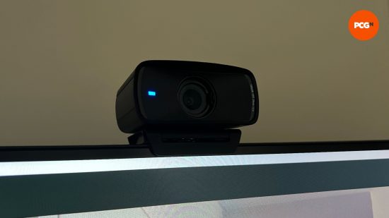 Elgato Facecam MK.2 mounted on top of a computer monitor