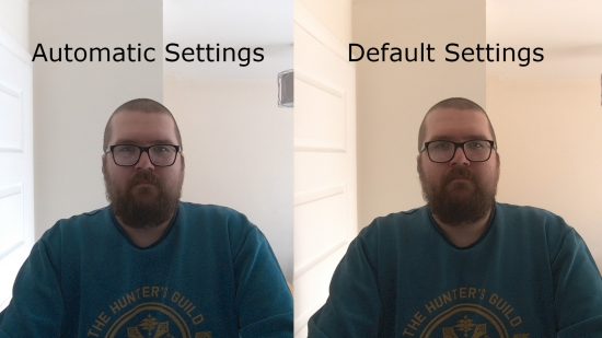 A comparison between the Facecam MK.2 default and automatic settings