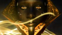 Endless Space 2 Reawakening is a free update alongside a big Steam sale - A humanoid figure with piercing yellow eyes wearing an ornate golden collar that rises behind their head.