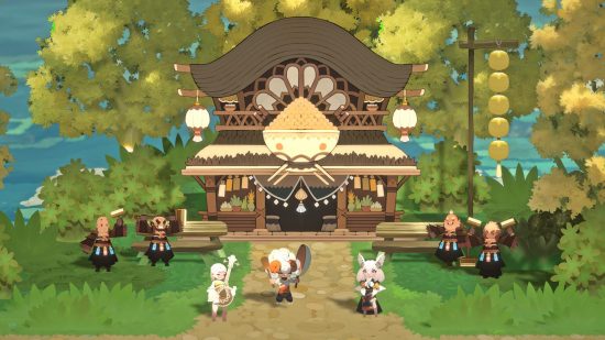 Yokai and recruitable villagers coexist in harmony in the Home of the Yokai announcement trailer.