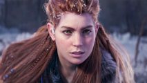 a closup of Aloy in the snow from Horizon Forbidden West