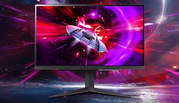 The LG Ultragear 27GR83Q-B gaming monitor, against a space background