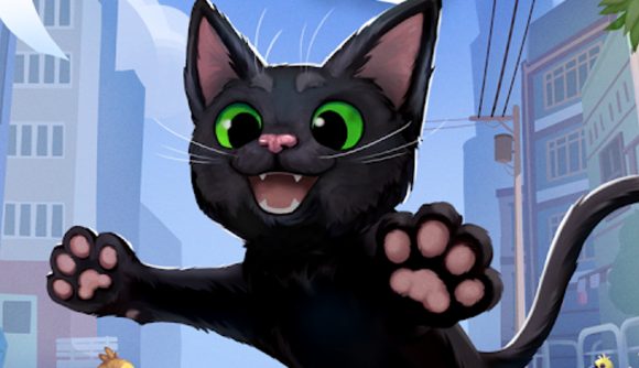 Little Kitty Big City release date: A black kitten with green eyes leaps towards the screen.