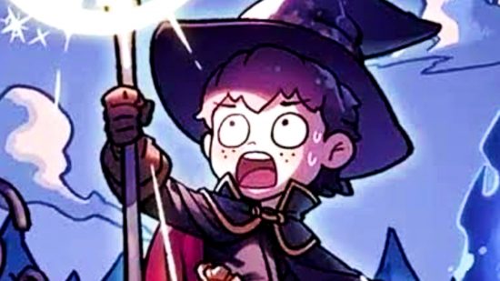 Magicraft update sees Steam player count surge for magical roguelike - A boy in a wizard robe and hat holds up a staff to cast a spell.