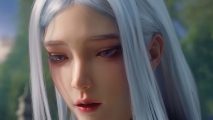 Naraka Bladepoint Season 12 casual mode: a white haired woman looking pensive