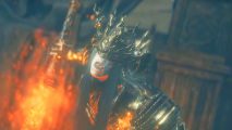 Massive Dark Souls 3 mod launches demo: A masked figure with long black hair, from Dark Souls 3.