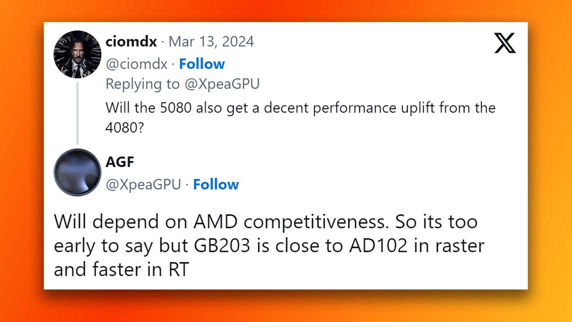Nvidia GeForce RTX 5080: AGF GB203 ray tracing leak tweet