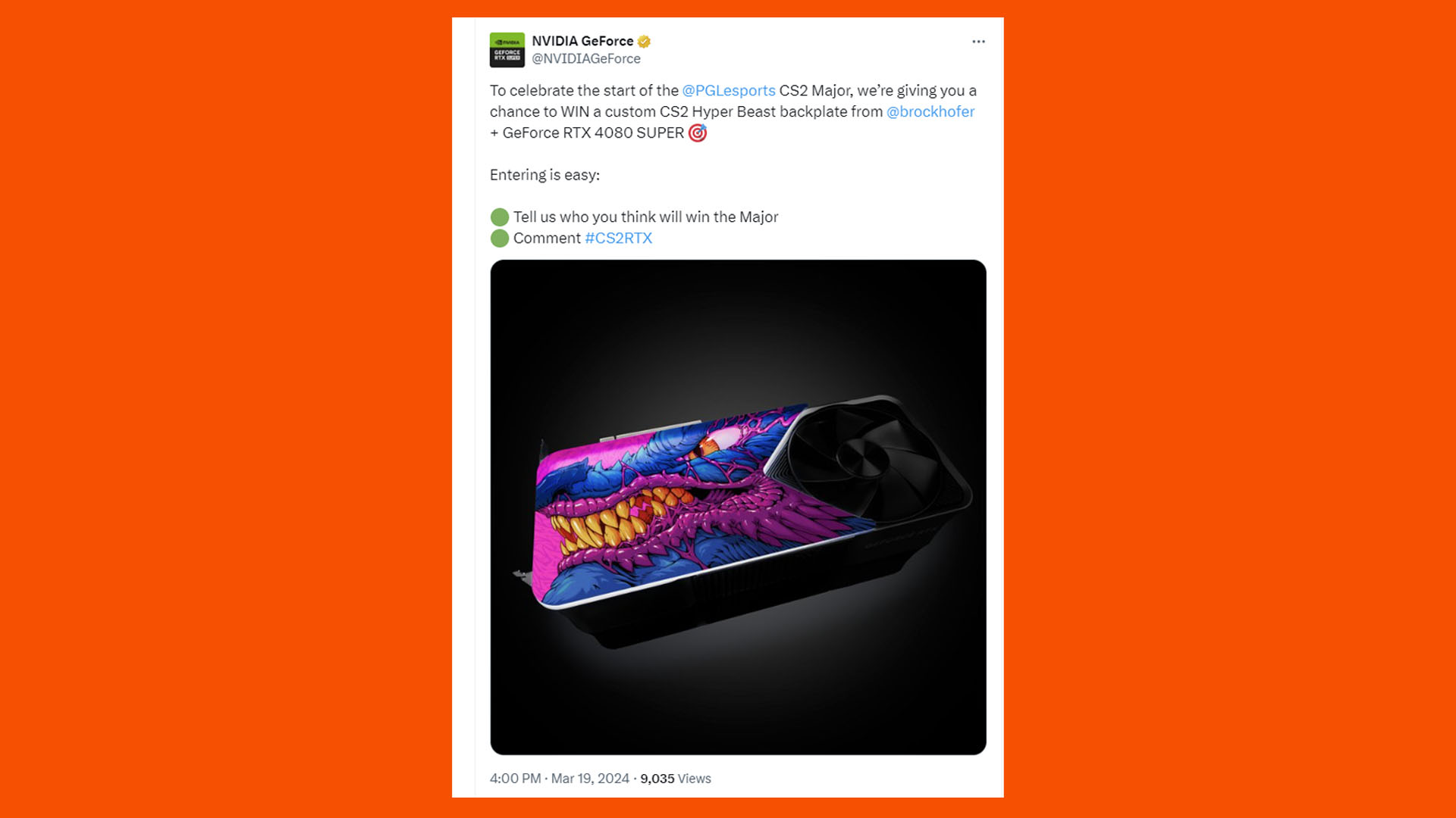 nvidia hyper beast rtx 4080 super giveaway tweet