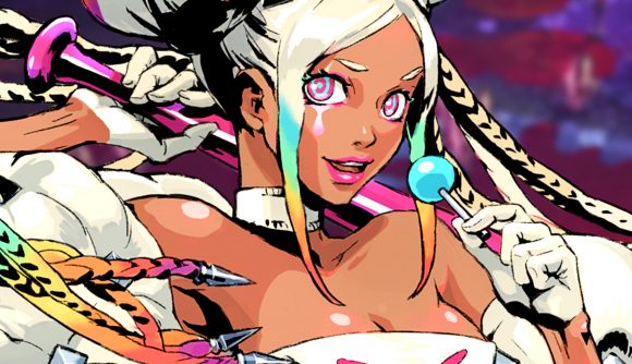 Penny Blood: Hellbound is a roguelike twist on the upcoming dark fantasy RPG - Clara, a pretty tanned woman with blonde space buns and multicolored tips hanging down either side of her face, clutching a pink baseball bat.
