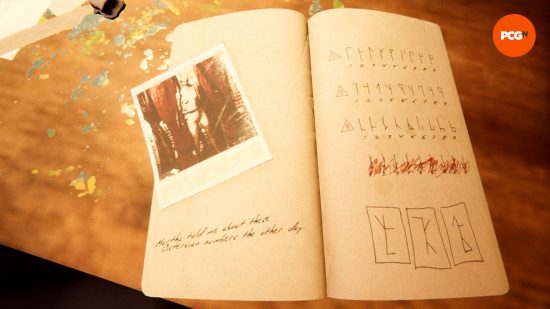 A notebook in the garage in Reveil shows a cypher that you need to decode to unlock the prop chest combination lock.