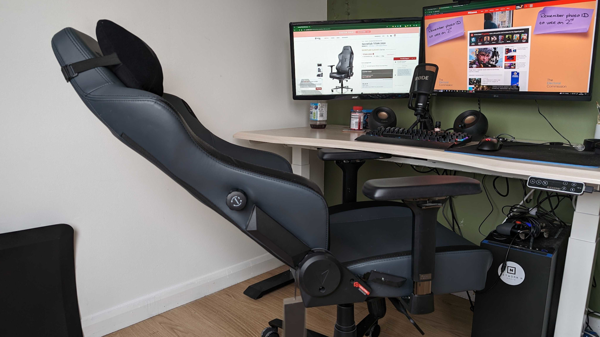 The Secretlab Titan 2020 gaming chair tilted backward