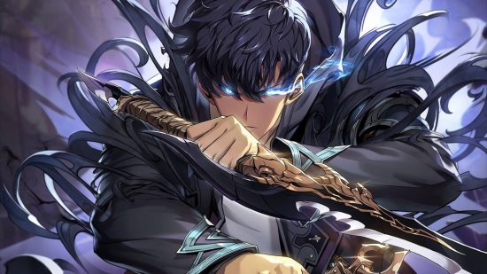Viral Korean anime gets stunning Genshin Impact style RPG: A black haired anime boy holding two daggers across his chest looks into the camera, shadowy mist surrounding him