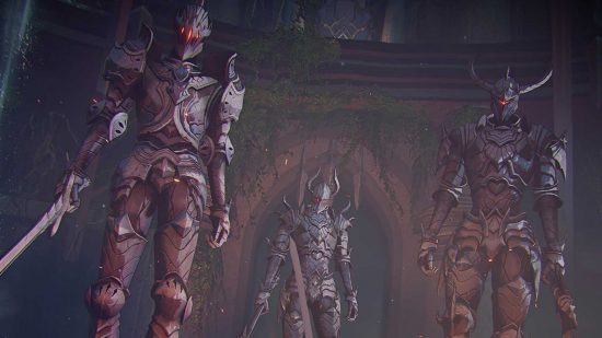 Three statues from Solo Leveling Arise.
