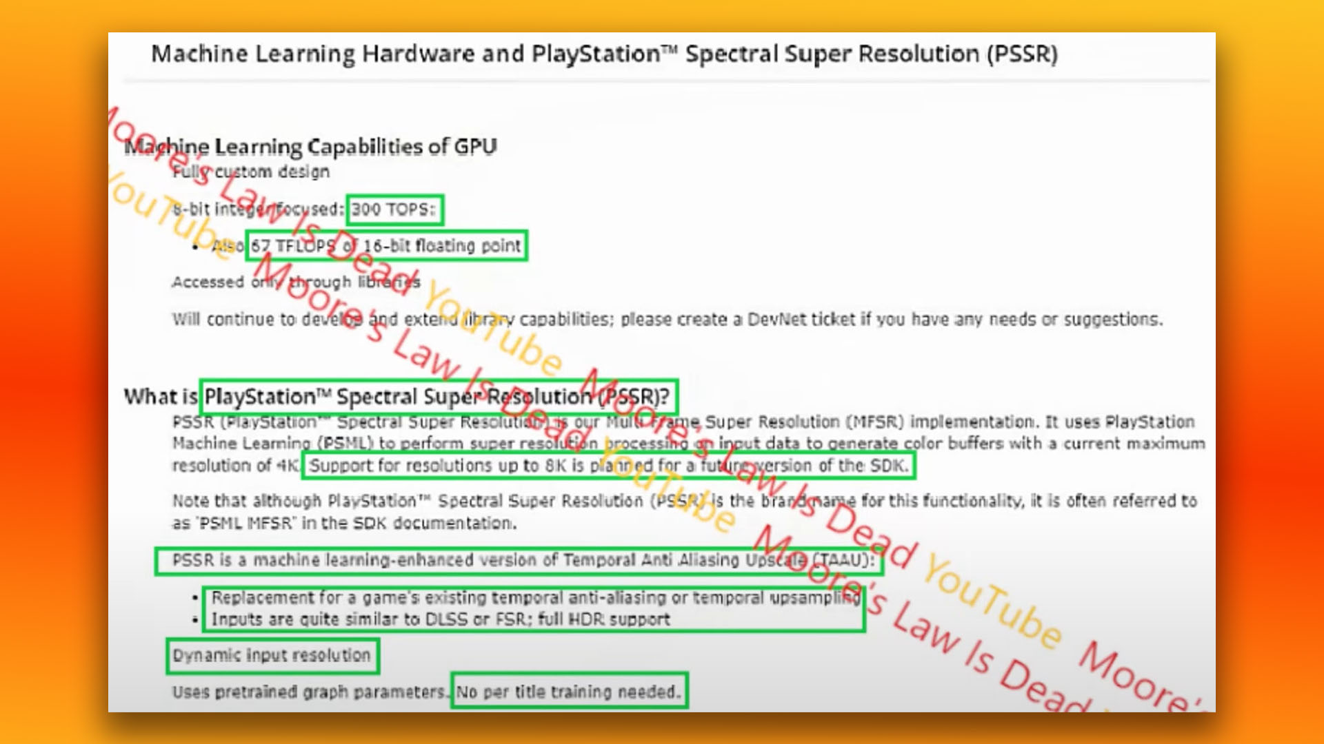 Sony PlayStation 5 Pro PSSR leak from Moore's Law is Dead