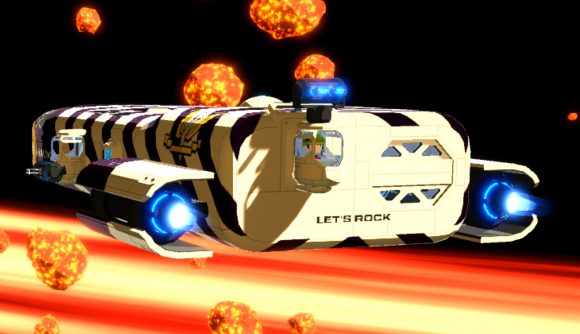 Space Crew - A ship flies past asteroids in this strategy game, currently free on Steam.
