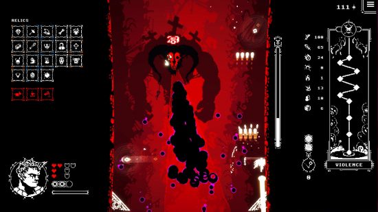 Against Great Darkness: un demonio con cuernos gigantes desata una andanada de proyectiles hacia el jugador en este nuevo roguelike de Steam.