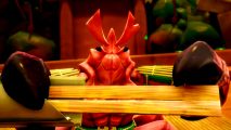 Adorable indie soulslike RPG Another Crab's Treasure continues to climb on Steam amid rave user reviews - A large crab draws a pair of chopsticks as if they were a sword.