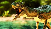 Ark Survival Ascended The Center release date - a mid-sized dinosaur roars.