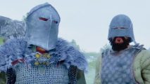 New medieval RPG’s daily updates turn weak Steam reviews around: Two knights in helmets and armor, from Bellwright.