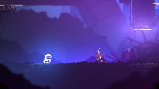 Best indie games: Sheepy is encountering Patches for the first time in Sheepy: A Short Adventure.