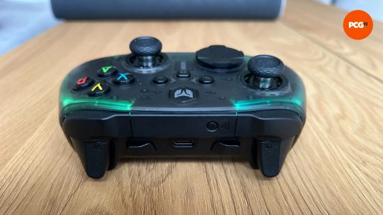 Rainbow Pro 2 controller top view showing the Bluetooth button, USB C port, and M3/M4 buttons