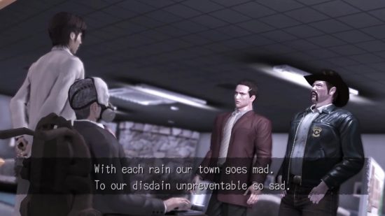 Deadly Premonition - FBI Special Agent Francis York Morgan and Sheriff George Woodman interview the mysterious Mr Harry Stewart.