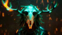 The best Amnesia game gets spiritual successor in new Steam FPS: A creepy figure in a deer skull as a mask stands in a fiery area