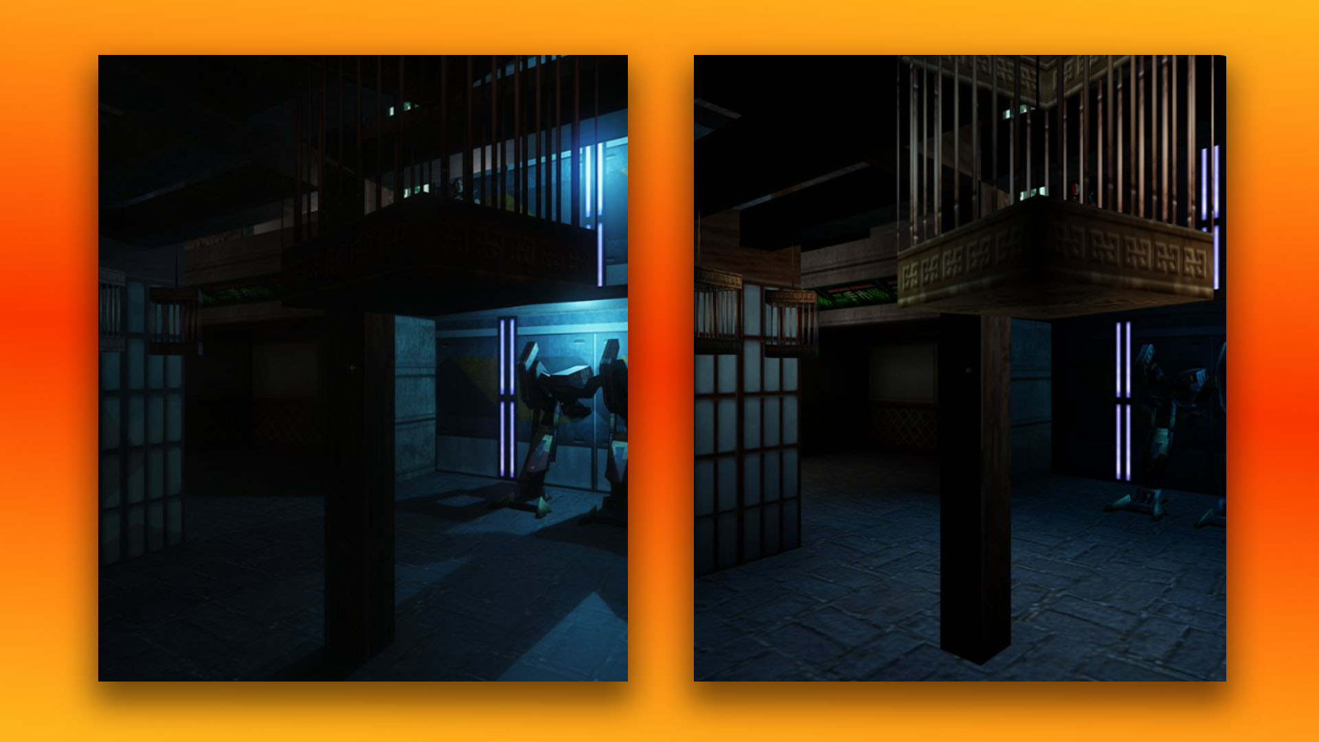 Deus Ex RTX Remix Raytracing-Vergleichsscreenshot