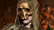 Diablo 4 Season 4 PTR "barely held anything back" - A Necromancer wearing a golden skull mask.