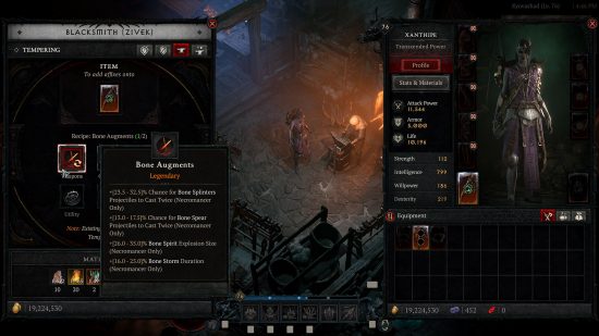 A screenshot from the upcoming season of Diablo 4 showing the new tempering system at play.