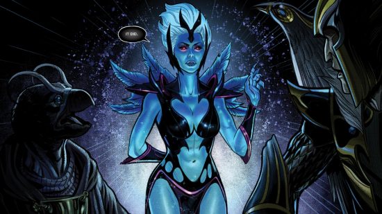 Dota 2 Crownfall - Image from the Valve comic strip of Vengeful Spirit saying "It did" to Skywrath mage.