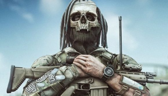 Escape from Tarkov dev accuses rival of plagiarism amid fan backlash: A soldier from Escape from Tarkov stands holding a gun with a skull mask over their face.