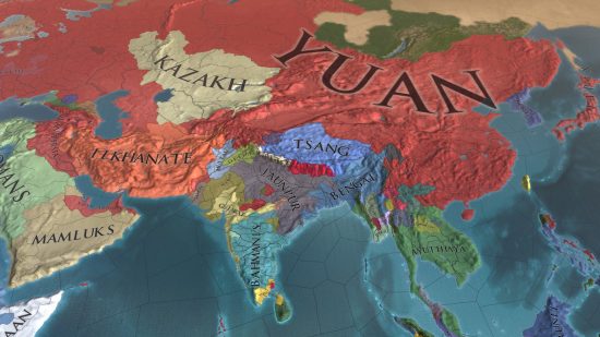 A screenshot of Asia taken from the Winds of Change DLC for Europa Universalis 4.