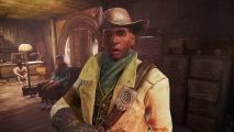 Fallout 4 mod karma: Preston Garvey from Fallout 4, holding a rifle and cowboy hat