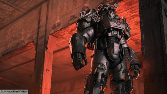 Fallout best builds: a huge suit of mechanical armor.