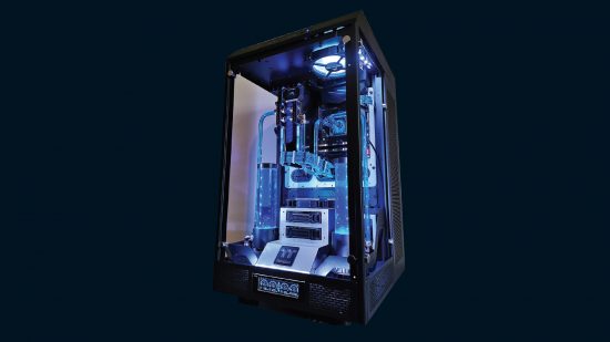 A watercooled gaming PC inside a Thermaltake 900 Tower case