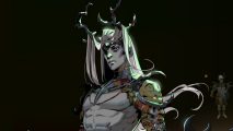 Hades 2 boons: The god Moros has antlers and stands shirtless
