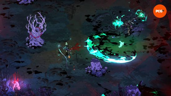 Hades 2 Hecate boss guide: Melinoë is dodging magic swipes from Hecate's staff.