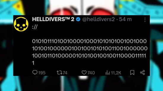 Helldivers 2 - A message written in binary code that translates to, "Where is Karl?"