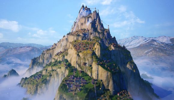 Mountainous city builder suddenly makes the climb into Early Access: A mountain sits amongst blue skies, green dotting its sides. On it, a city has been built, weaving in and out of the many canyons and crevices that make up its sheer slopes.