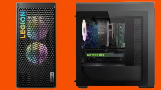 Front and side profile images of the Lenovo Legion T5 gaming PC
