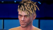 Is Life by You on Game Pass: A Life by You character with blonde dyed locs looks at another character off screen.