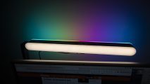 The Logitech G Litra Beam LX behind an iMac