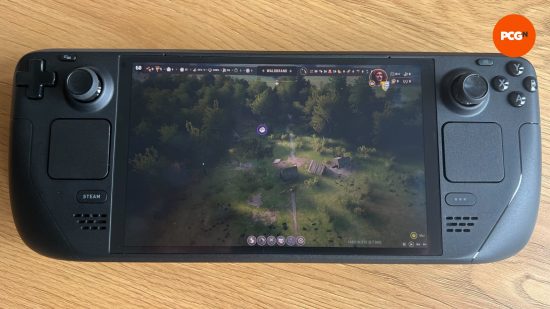 Manor Lords running on a Steam Deck OLED